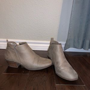 Beige suede booties